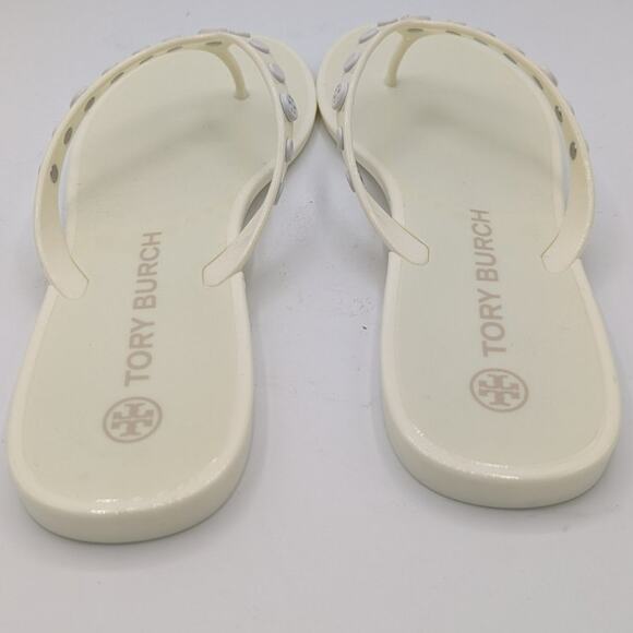 Tory Burch Jelly Studded Thongs New Ivory Color White Studs NWOT 9M - Picture 5 of 11